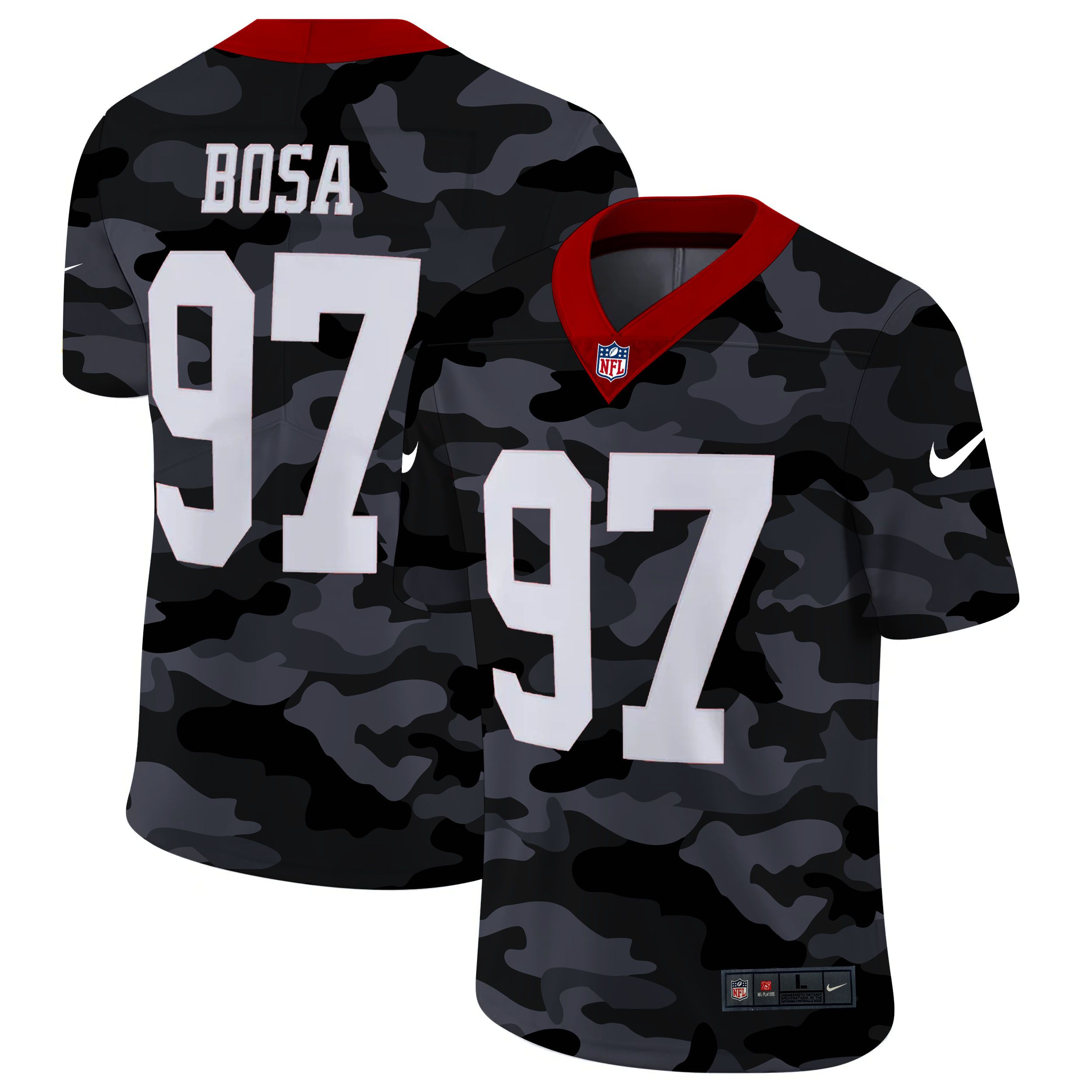 Men San Francisco 49ers #97 Bosa 2020 Nike Camo Salute to Service Limited NFL Jerseys